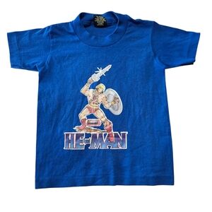 Vintage He-man Kids Short Sleeve Blue T-Shirt 1983 6/8  80s Retro Graphic Tee